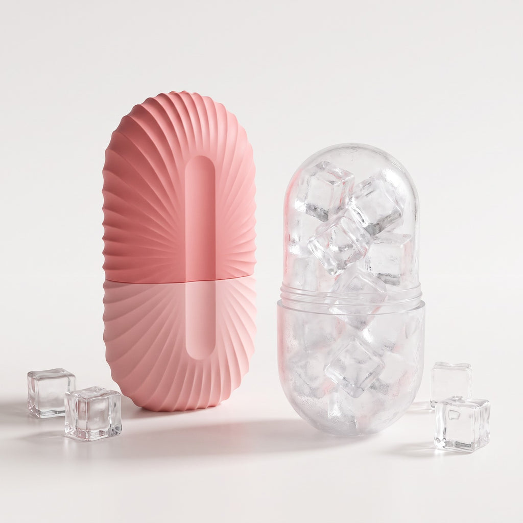 Moule à glaçons visage Sérac rose avec sa capsule de glace