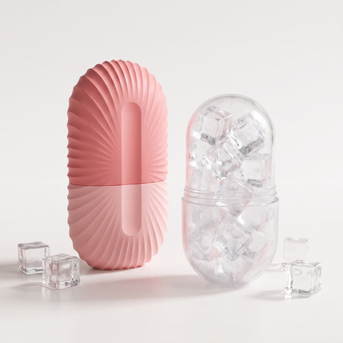 Moule à glaçons visage Sérac rose avec sa capsule de glace